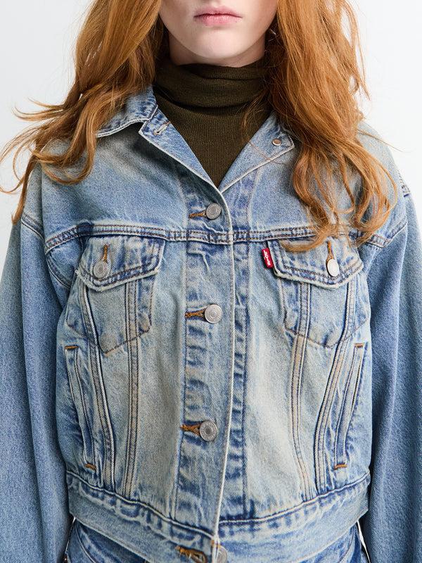 Stoy Shrunken 90s Trucker Jacket In Off Roading Trucker Indigo