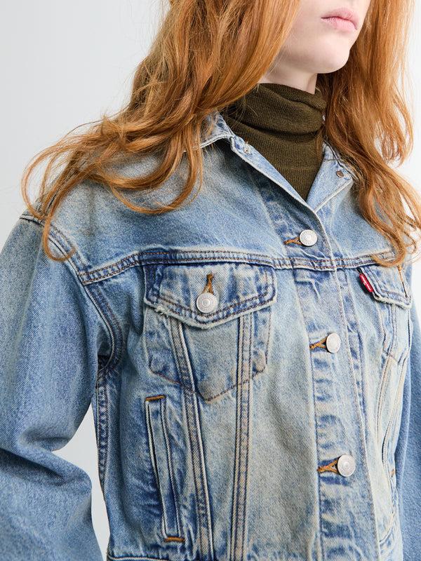 Stoy Shrunken 90s Trucker Jacket In Off Roading Trucker Indigo