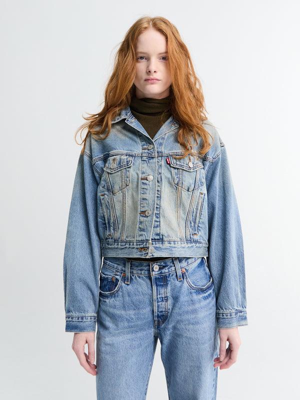 stoy Shrunken 90s Trucker Jacket in Off Roading Trucker Indigo