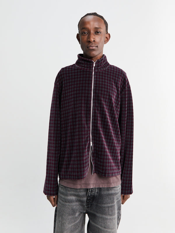Stoy Shrunken Fullzip In Merlot Houndini Check Velour
