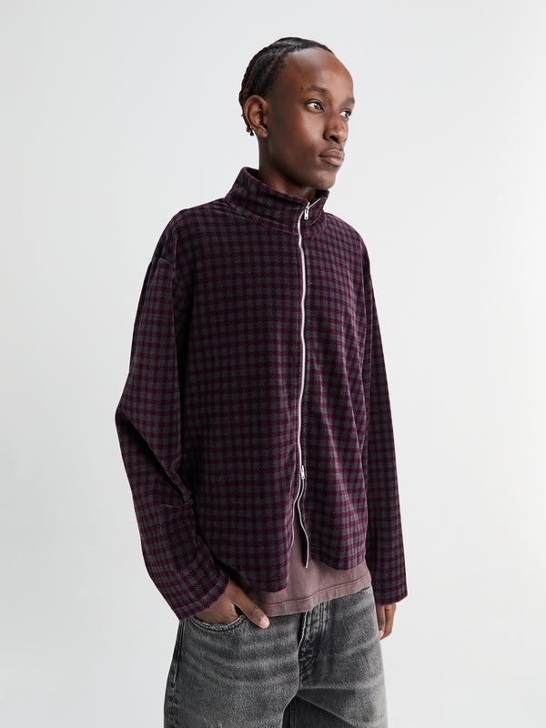 stoy Shrunken Fullzip in Merlot Houndini Check Velour