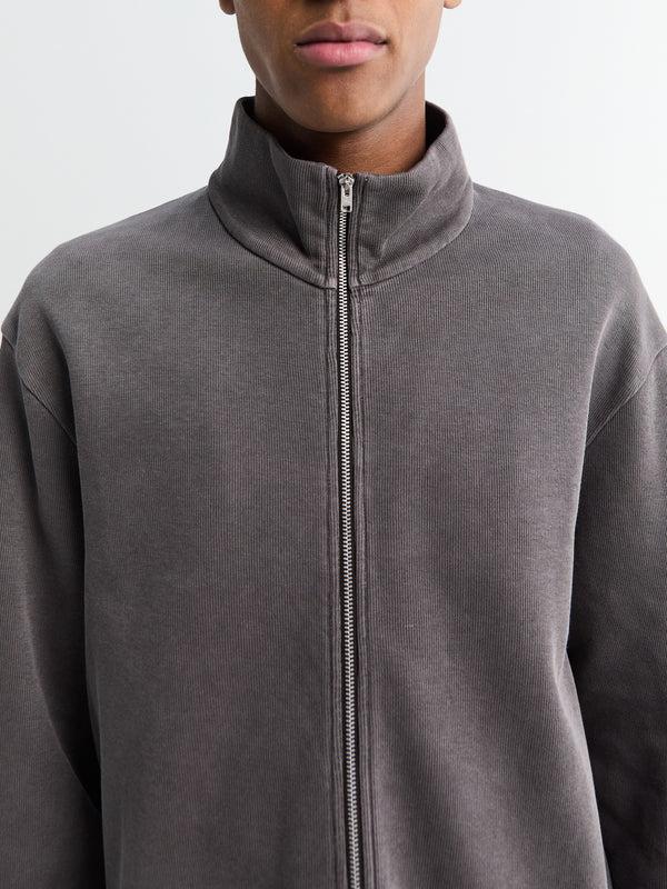 Stoy Shrunken Fullzip In Worn Graphite Athletic Rib