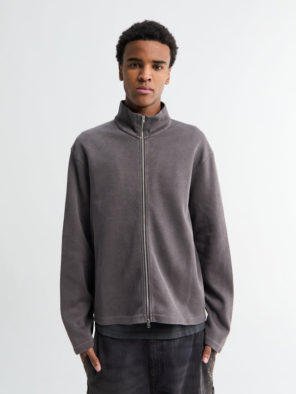 Stoy Shrunken Fullzip In Worn Graphite Athletic Rib