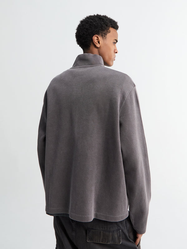 Stoy Shrunken Fullzip In Worn Graphite Athletic Rib