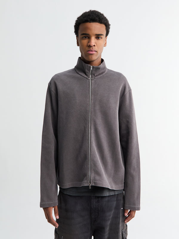stoy Shrunken Fullzip in Worn Graphite Athletic Rib