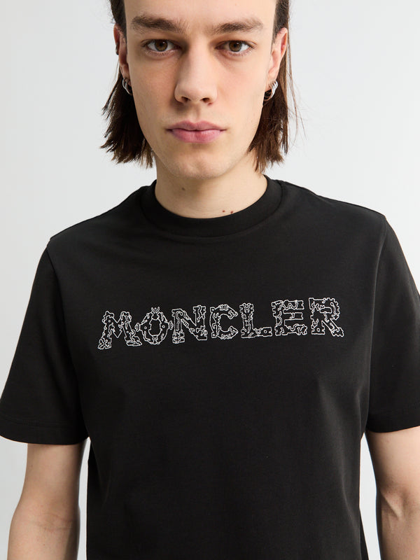 Stoy Space Embroidered Logo Cotton T-Shirt In Black