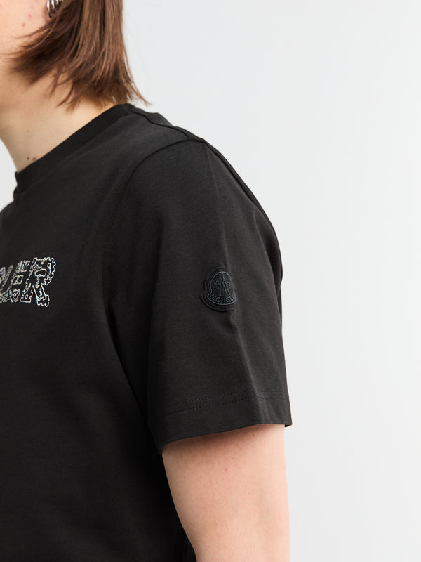 Stoy Space Embroidered Logo Cotton T-Shirt In Black