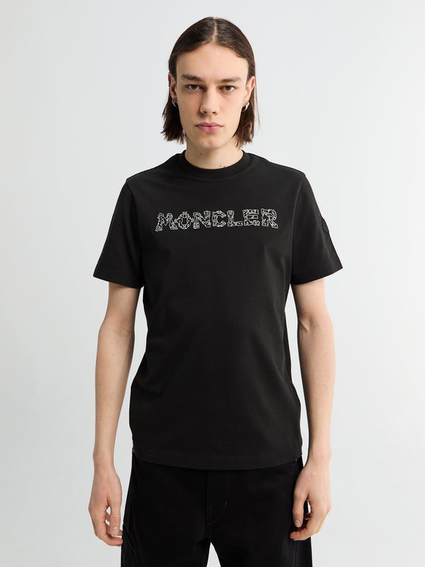 stoy Space Embroidered Logo Cotton T-Shirt in Black