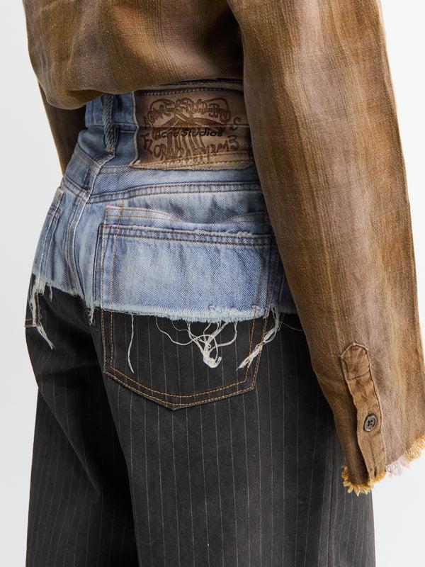 Stoy 1981 U TLO Pinstripe Pants In Blue And Black