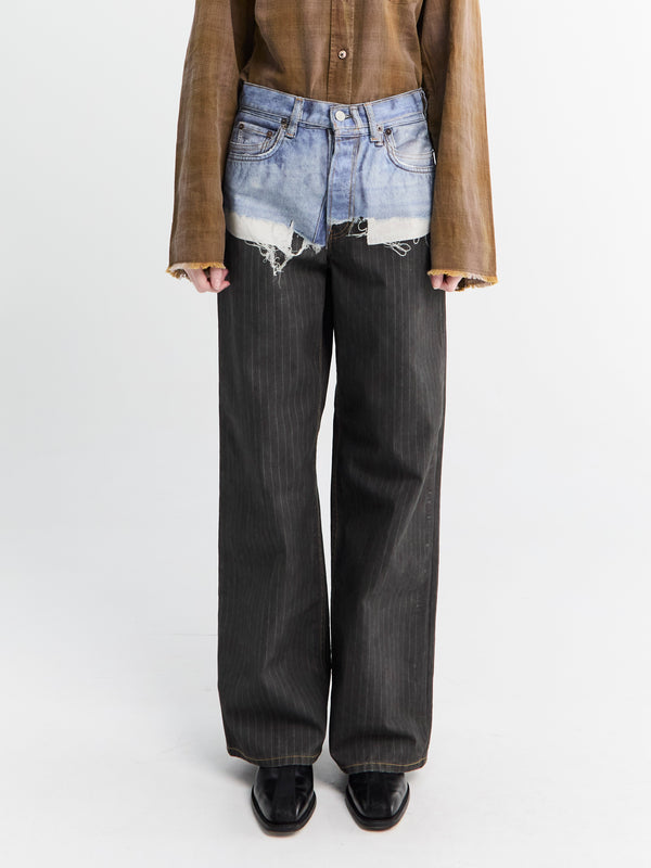 stoy 1981 U TLO Pinstripe Pants in Blue and Black