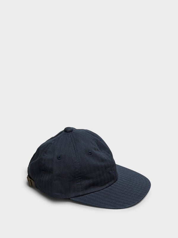 Stoy 6 Panel Herringbone Cap In Navy