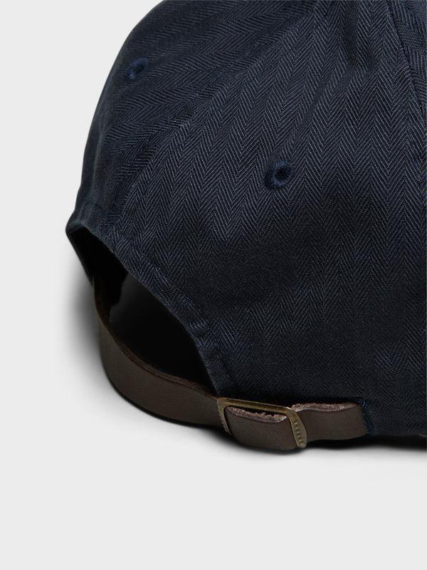 Stoy 6 Panel Herringbone Cap In Navy