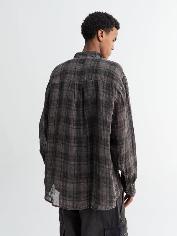 Stoy Above Shirt In Penumbra Check Sheercoat Linen
