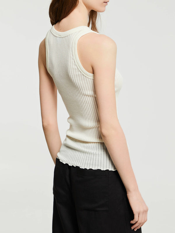 Stoy Ajouré Wool & Silk Top In Ivory