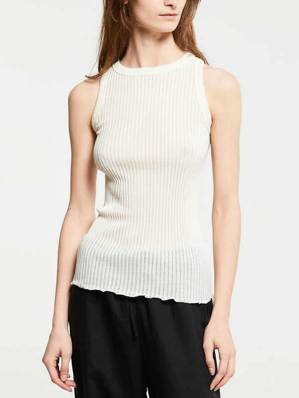 stoy Ajouré Wool & Silk Top in Ivory