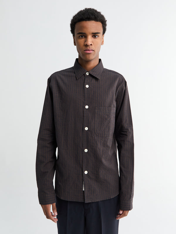 stoy Another Shirt 4.0 JPN in Navy and Brown Check