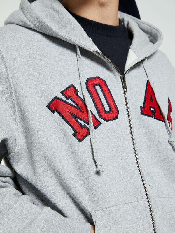 Stoy Arch Applique Zip Up Hoodie In Heather Grey