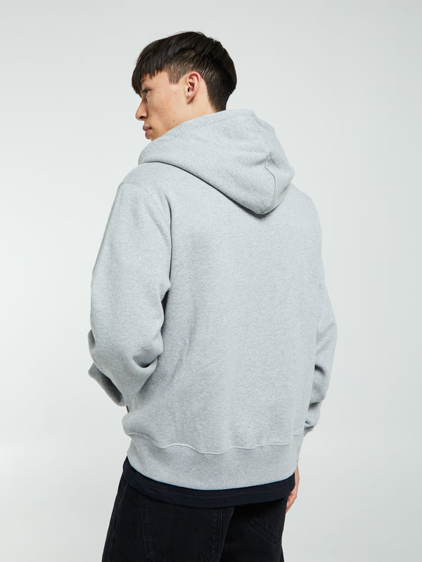 Stoy Arch Applique Zip Up Hoodie In Heather Grey