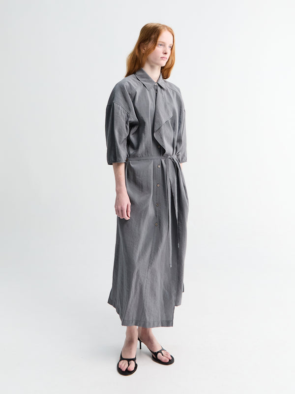Stoy Asymmetrical Shirt Dress In Aluminium
