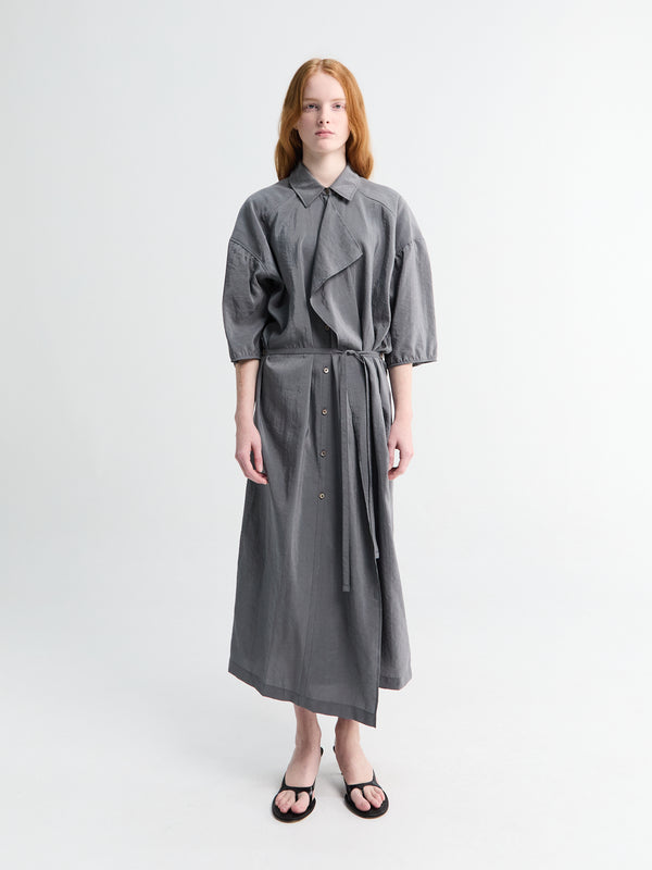 Stoy Asymmetrical Shirt Dress In Aluminium