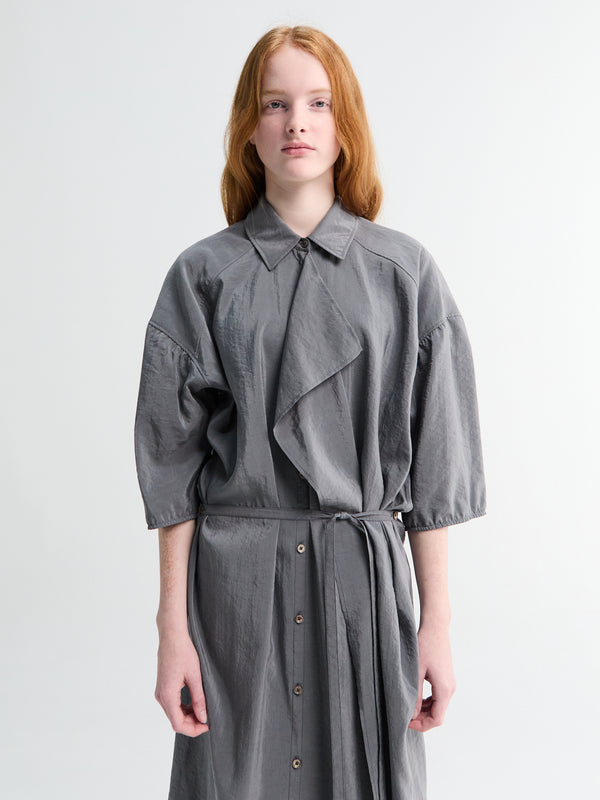 Stoy Asymmetrical Shirt Dress In Aluminium