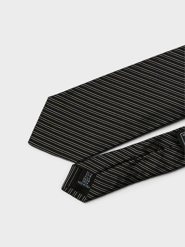 Stoy Banquet Tie In Black Fine Stripe