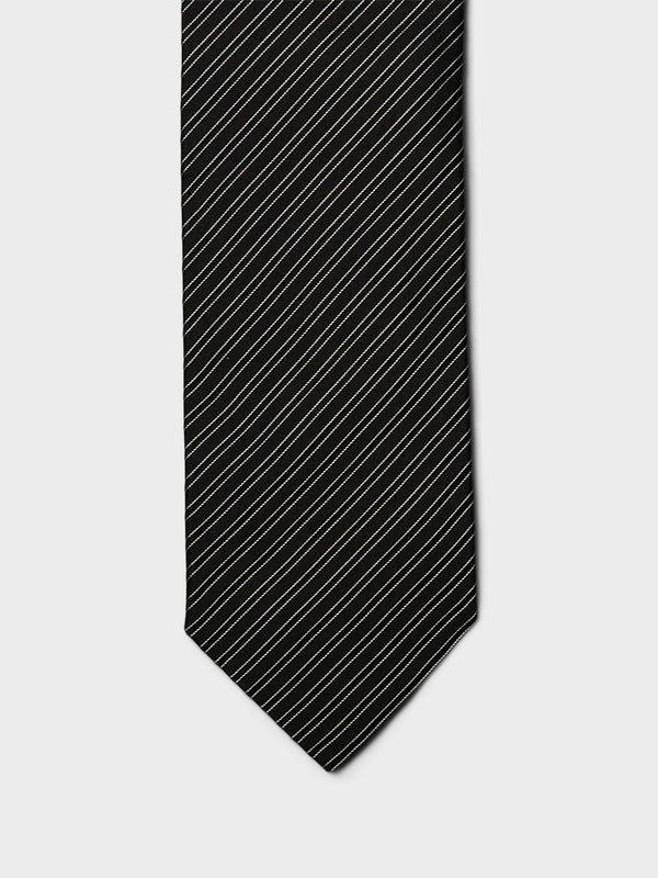 Stoy Banquet Tie In Black Fine Stripe