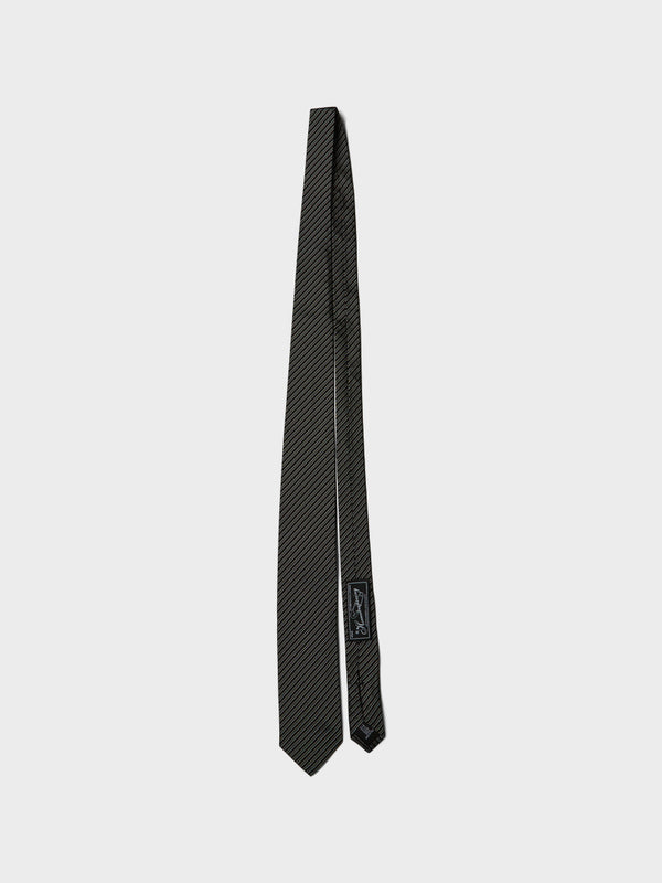 stoy Banquet Tie in Black Fine Stripe