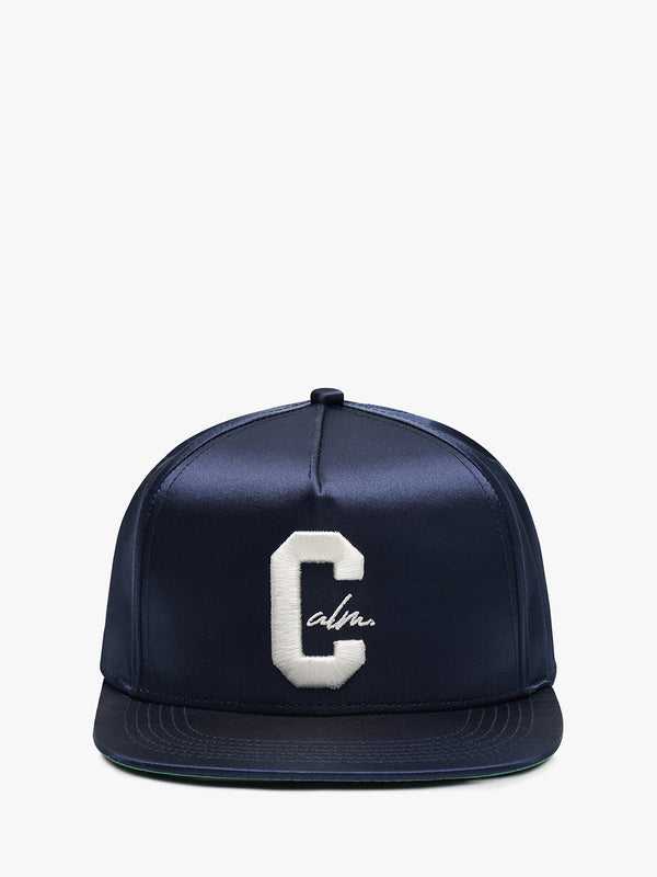 stoy Baseball Cap in Navy Satin