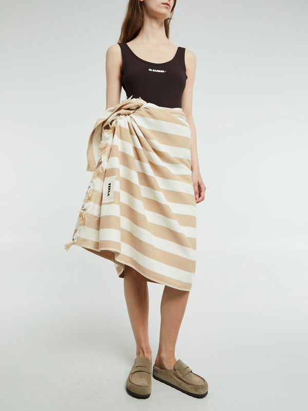 Stoy Beach Towel In Almond Stripes