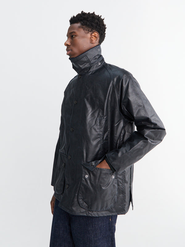 Stoy Bedale Wax Jacket In Navy