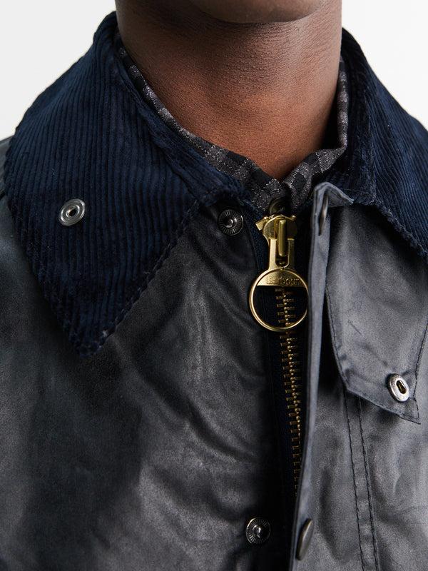 Stoy Bedale Wax Jacket In Navy