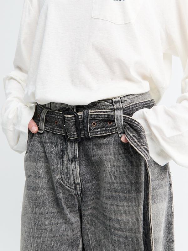 Stoy Belted Jeans In Washed Black