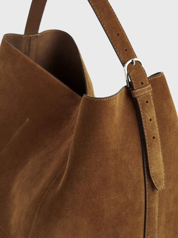 Stoy Belted Suede Tote Bag In Tan