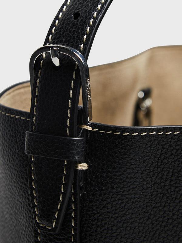Stoy Belted Tote Bag In Black Grain