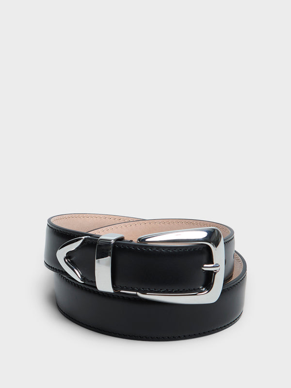 Stoy Benny Belt With Silver Buckle In Black