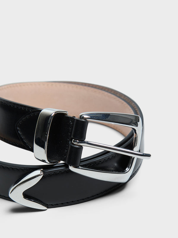 Stoy Benny Belt With Silver Buckle In Black