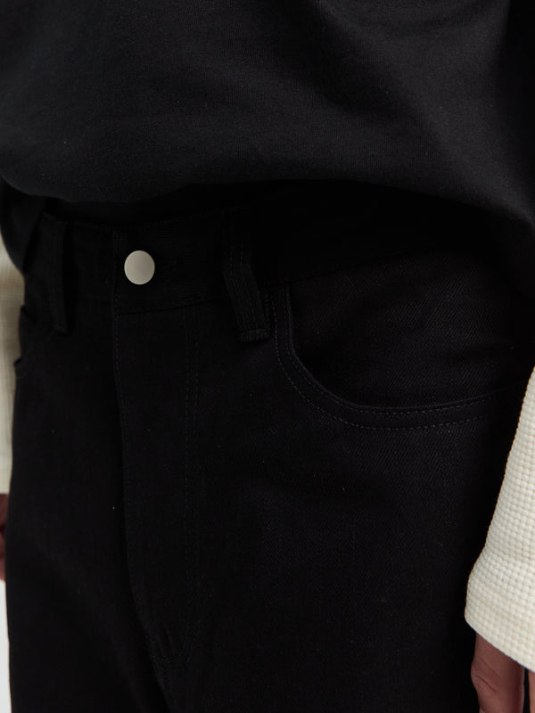 Stoy Black Raw Selvedge Jeans In Black