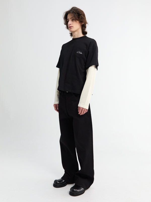 stoy Black Raw Selvedge Jeans in Black