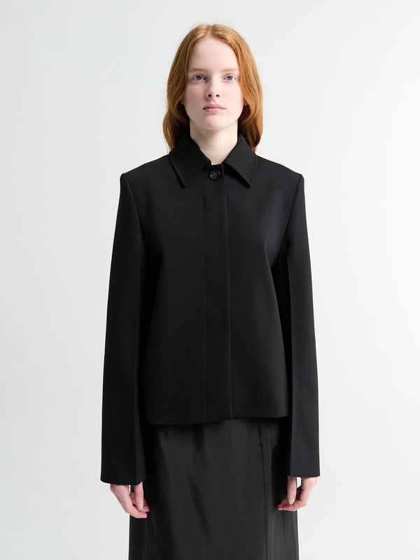 stoy Boxy Twill Jacket in Black