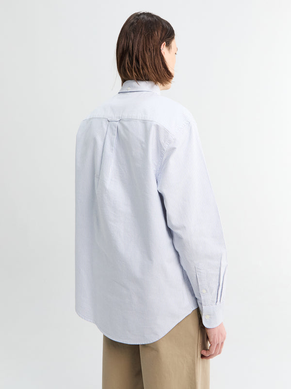 Stoy Button Down Oxford Shirt In Blue Stripe