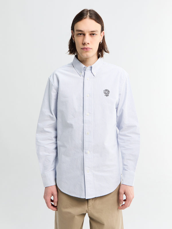 stoy Button Down Oxford Shirt in Blue Stripe