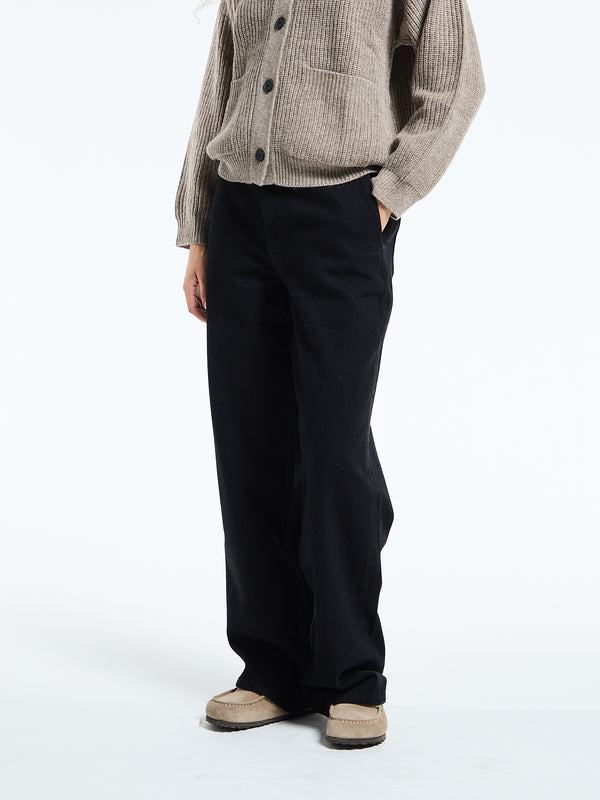 Stoy Carlo Midwaist Wide Jeans In Black Tea