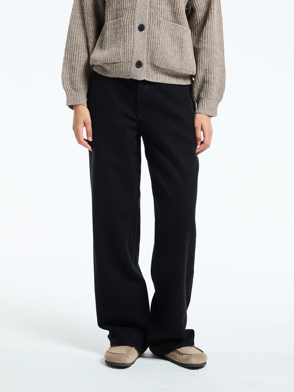 stoy Carlo Midwaist Wide Jeans in Black Tea