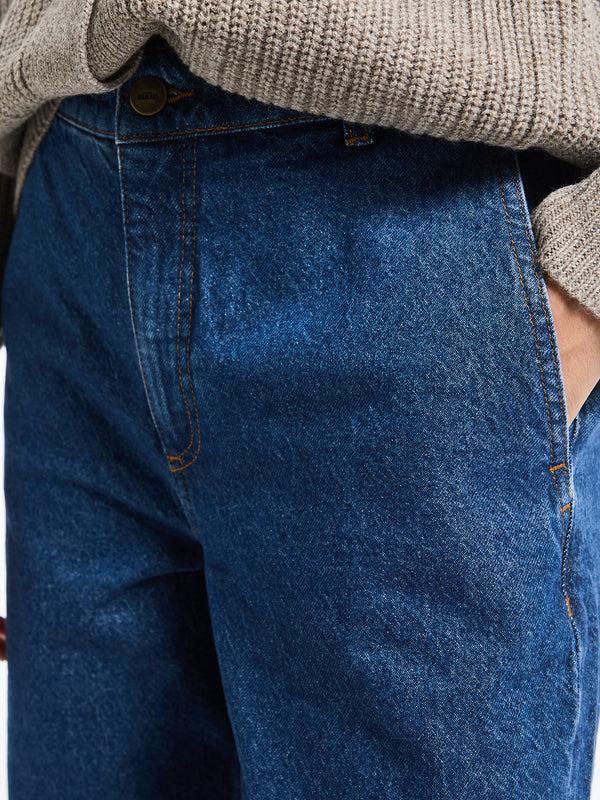 Stoy Carlo Midwaist Wide Jeans In Mid Blue