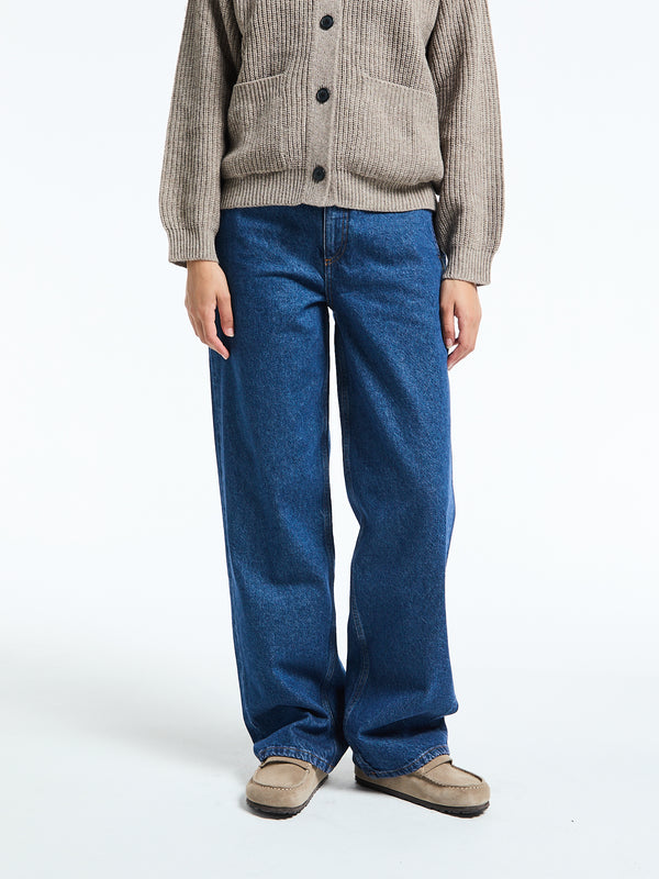 stoy Carlo Midwaist Wide Jeans in Mid Blue
