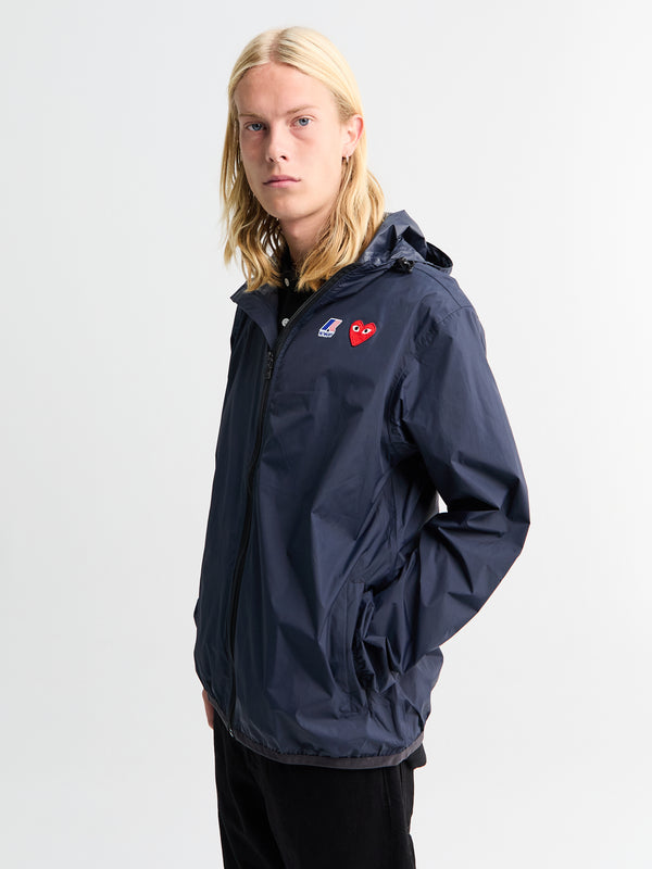 Stoy CDG X K-Way Full Zip Packable Jacket In Navy