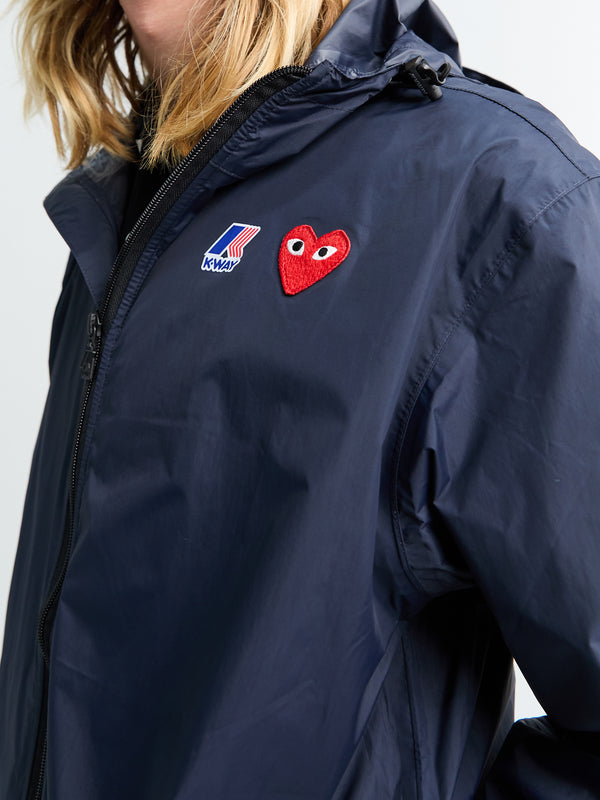Stoy CDG X K-Way Full Zip Packable Jacket In Navy