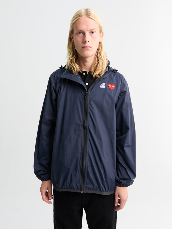 stoy CDG x K-Way Full Zip Packable Jacket in Navy