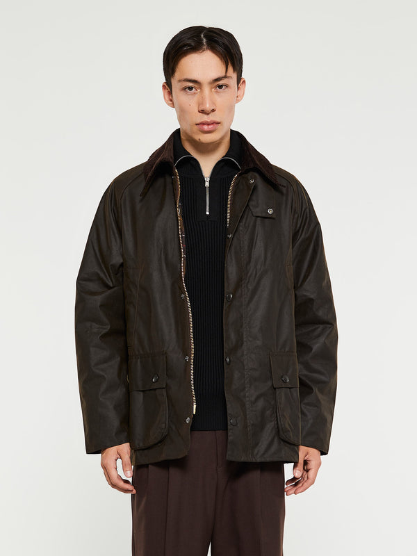 stoy Classic Bedale Wax Jacket in Olive